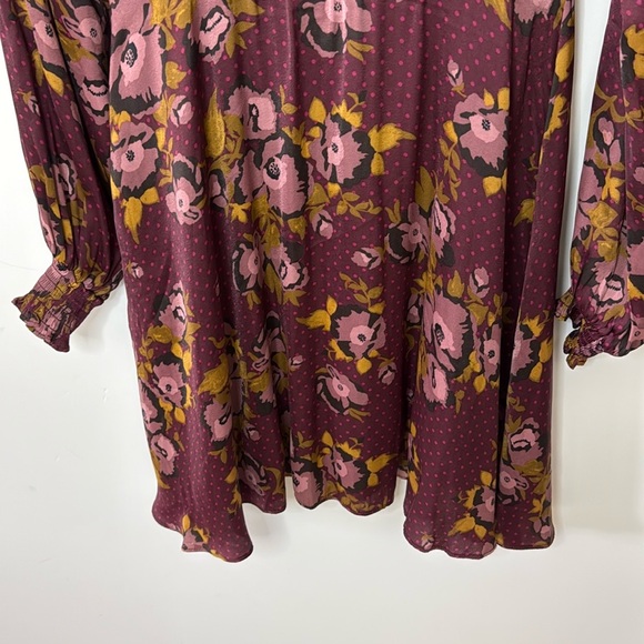 Free People Morning Light Satin Floral Printed Mini Dress Sz 10 - Picture 11 of 17